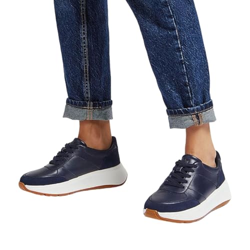 Image of FitFlop Women's F-Mode Leather /Suede Flatform Sneakers