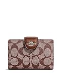 Coach Women's Medium Corner Zip Wallet in Signature Canvas (Khaki - Saddle2)