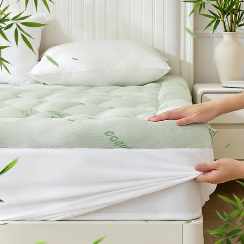 KRIMANO Full Mattress Topper, Viscose Derived from Bamboo Thick...