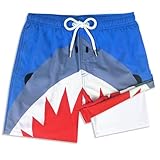 LUCOWEE Boys Bathing Trunks Boxer Brief Lined Anti Chafe Quality Swimming Shorts Swimsuits Stretchy Light Weight Quick Dry UPF 50+ Water to Land Shark Jaws Size 10-12