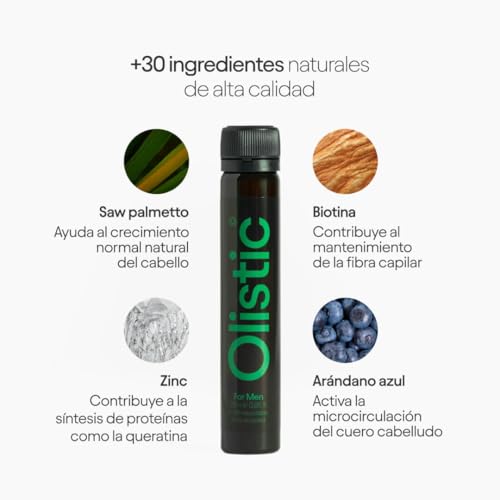 Miniatura 3 de Olistic - Men, Complemento Alimenticio Anticaída De Cabello, Ingredientes Naturales, Con Vitaminas Y Extractos Vegetales, Previene La Caída Del Pelo, Vegano, Sin Gluten, Hombre - 28 Ampollas