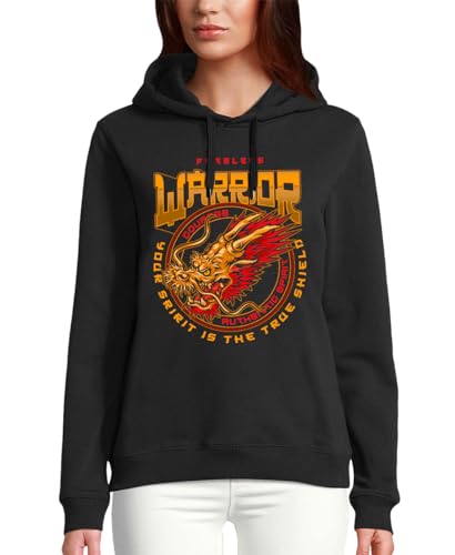 Sweat à capuche dragon japonais samouraï noir pour femme