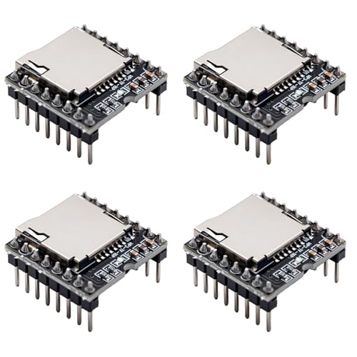 hiBCTR 4 Packs DFPlayer Mini MP3 Module Audio Voice Sound Board with Onboard Decoder Supports TF Card Micro SD for Microcontroller Projects