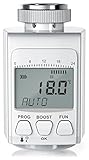 Anti-Rost Funktion/Kalkschutzfunktion (Motor bewegt sich/ kein Festsetzen), Frostschutz (wenn Temperatur < 5°C regelt das Komfort-Heizkörperthermostat auf 8°C), 2-Nacht/ ECO-Temperaturen, 2-Tag/Komfort-Temperaturen, Temperatur-Regelbereich 5°C-30°C, Einstellbare Zeiten im 10min-Takt, Party-Modus (Heizung für x Std. auf gewünschte Temp.)