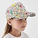 Kids Baseball Cap Alphabet Pattern Bright Fashion ColorfulAdjustable Breathable Golf Hat for Boys & Girls Age 3-8 White