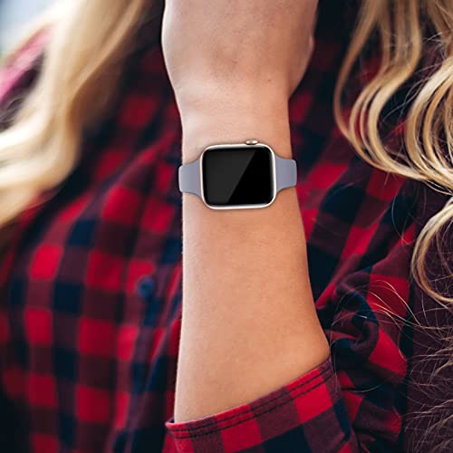 Image of Thin Slim Band Compatible with Apple Watch 38mm 40mm 41mm 42mm 44mm 45mm 46mm 49mm, Replacement Silicone Sport Strap for iWatch Series 11 /10 /9 /8 /7 /6 /5 /4 /3 /2 /1 Ultra SE Women Men, Lavender Gray