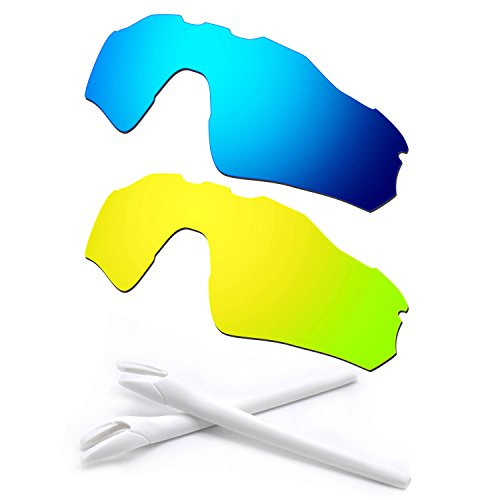 Verres polarisés bleus et or 24K avec manchons blancs pour lunettes Oakley Radar EV Path