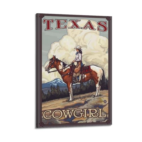 Art mural décoratif cowgirl affiche toile vintage 50x75 cm