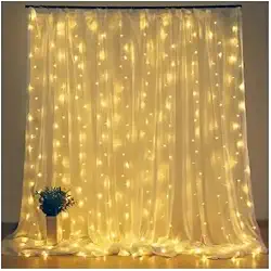 Cortina LED de Luzes Decorativas, 4x3 Metros, 8 Modos de Iluminação, Luz Quente, Controle Remoto, USB, à Prova D'água, Ideal para Decoração de Natal