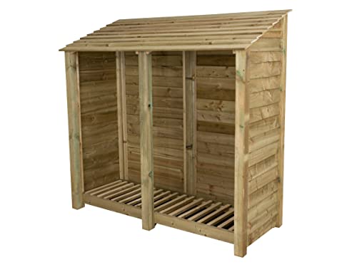 Arbor Garden Solutions wooden log store 6ft, firewood storage (W-187cm, H-180cm, D-88cm), natural finish (Without kindling shelf)