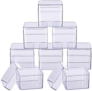 BENECREAT 10 Pack Large Square High Transparency Plastic Bead Storage Containers Box Drawer Organizers for Beauty supplies, Tiny Bead, Jewerlry Findings, and Other Small Items