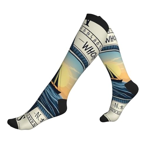 Nuzjahu Not All Who Wander Are Lost2 Print Compression Socks For Women Men 15-20 Mmhg Circulation Knee High Socks Best Support For Nurse Running Travel 3 Black