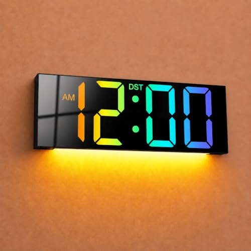 Image of JALL 12'' Digital Wall Clock Large LED Display, Wall Clock with Remote Control, 8 RGB Colors, Auto DST, Night Light for Classroom Living Room, Gym, Classroom Decor, Xmas Birthday Gift for Senior