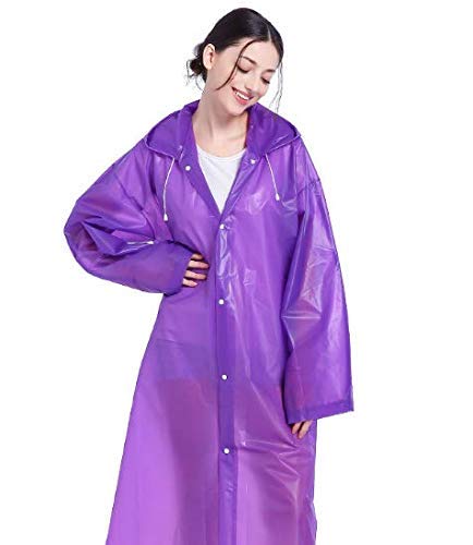 Image of AUGEN By Visions India Women EVA Waterproof Transparent Rain Coat Hooded Outdoor Water Resistant Portable Raincoat Suit for Unisex EVA Rain Coat (Free Size)