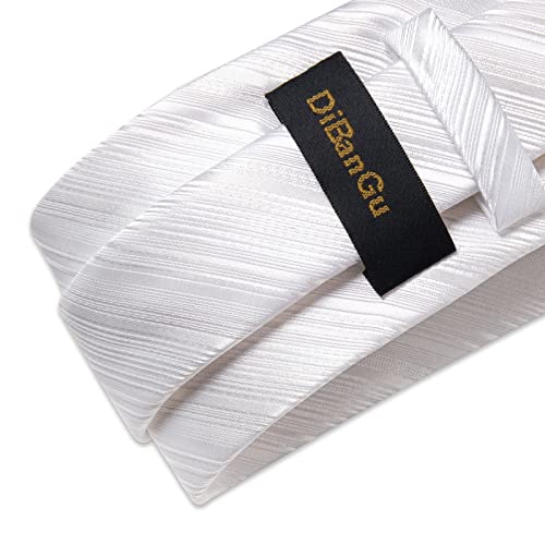 Image of DiBanGu Mens Silk Necktie Solid Color Tie and Pocket Square Cufflink Tie Clip Set Woven Plain Ties for Men Wedding Party