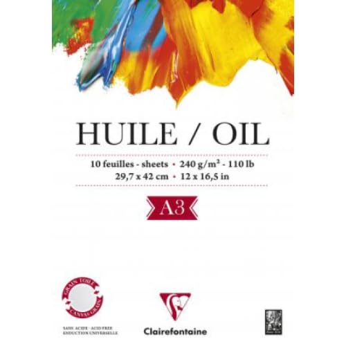 Lot de 5 Bloc encollé de 10 feuilles de papier Huile blanc, 240 g/m², A3