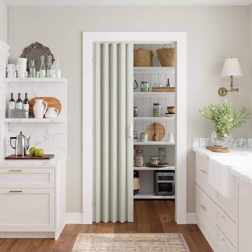 Image of SmartStandard 32 inch x 80 inch Accordion Doors Interior, Double Walled, White Ash