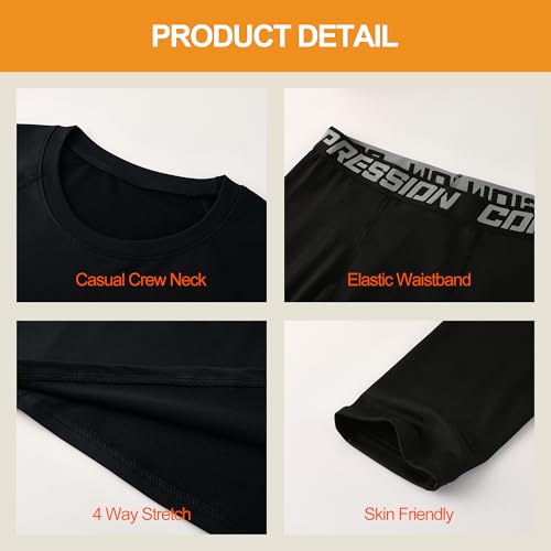 JOYWEST Kids Boys Thermal Underwear Set for Kids Toddler Winter Fleece Lined Base Layer Top Bottom Long Johns for Cold Winter4