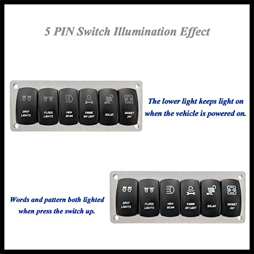 Image of Customize 6 Gang Rocker Switch Panel White Led ON-Off Toggle Switch Panel for Car Boat RV Trailer Motorcycle IP66