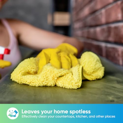 Image of HOMEXCEL Yellow Microfiber Cleaning Cloth, 12 Pack Premium Microfiber Towels for Cars, Lint Free, Highly Absorbent, Reusable Cleaning Rags for Car, Household, Kitchen, Window, 11.5 inchX11.5 inch