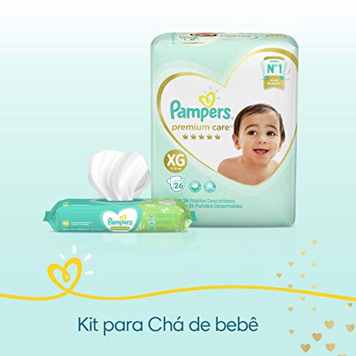 Kit Fralda Pampers Premium Care XG 26 Un + Lenços Umedecidos Aloe Vera 48 Un