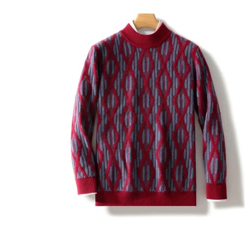 Men's Stand-Up Collar Thickened Knitted Sweater Merino Wool Pullover Casual Contrast Color Top4