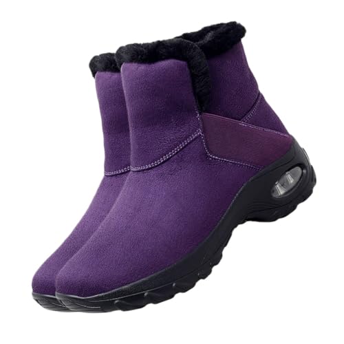 SOESFOUFU Botas de Nieve para Mujer Talla 41 Botines Cálidos Forro de Felpa Diseño Antideslizante y Media Caña en Color Púrpura Ideales para Invierno y Uso Exterior