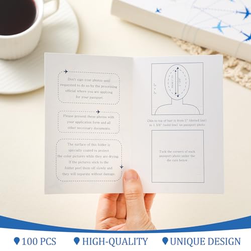 100 Pcs Passport Photo Holder Folders Passport Photo Folders with Compartment to Place Photos Safely for Customers Deliver Pictures, 5.31 x 3.54 Inch3