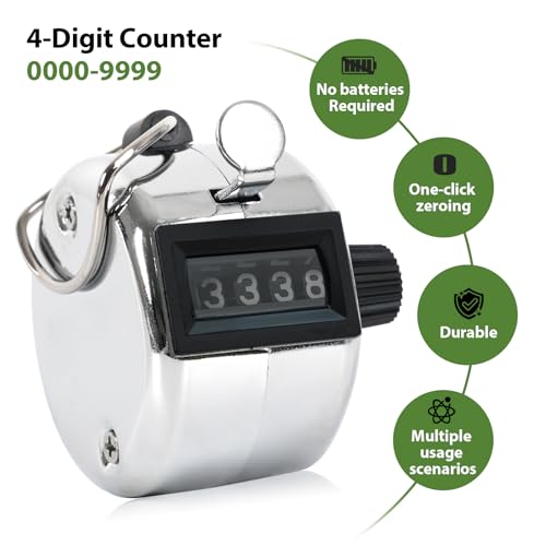 image for yirgnzu 3 Pack Clicker Counter, 4-Digit Metal Hand Counter clicker, Me