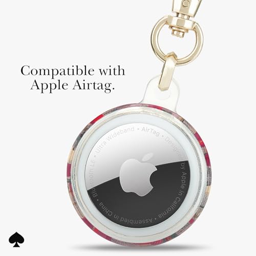 Image of kate spade new york AirTag Holder with Gold Ring Clip - Cherry Dot | Stylish, Anti-Scratch, and Protective Case for Apple AirTag - Attaches Securely to Bags, Luggage, Keys, Purse, Totes & More
