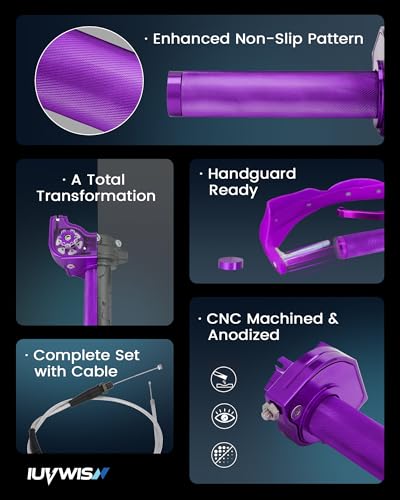 Image of Mini Bike Throttle Kit 7 /8 inch 22mm MiniBike Throttle Assembly + Throttle Cable CNC Quick Twist Universal for Dirt Pit Bike Motorcycle CT200U CT200U-EX BT200X CRF KLX SSR 50 110 125 250 Purple