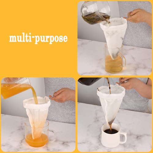 Image of WMKGG Ultra Fine Mesh Strainer Bags, Reusable Mesh Filter Bags with Stainless Steel Handle Frame for Filter Single Tea, Coffee, Serving Juice and Kefir (Mini Size)