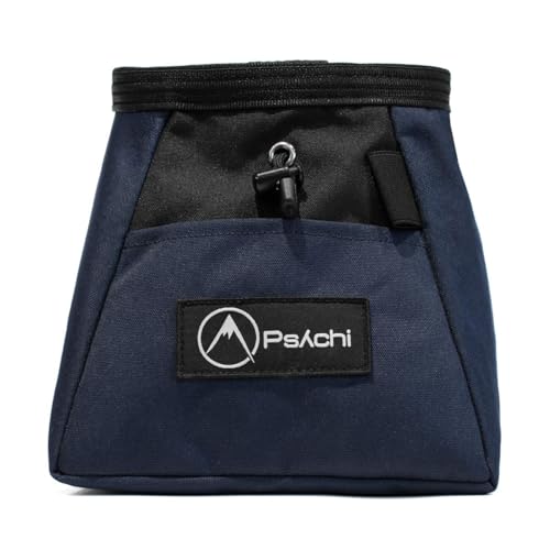 Psychi OG Rock Climbing Chalk Bag Bouldering Bucket | Zip Storage Pocket for Finger Tape & Climbing Brush, Carry Strap | For Climbing Bouldering Gym Weightlifting | Great for Loose Chalk & Chalk Balls