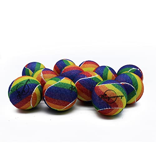 Magicorange Tennis Balls, 12 Pack Advanced Training Tennis Balls Practice Balls, Pet Dog Playing Balls, Come With Mesh Bag For Easy Transport, Good For Beginner Training Ball (Rainbow) #TOP2