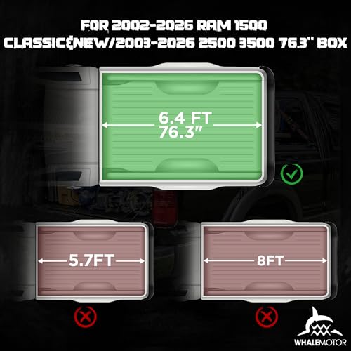 Image of Hard Folding Truck Bed Tonneau Cover Compatiable with Dodge Ram 1500 Classic&New(2002-2026) 2500&3500(2003-2026) 6.4 ft Standard Box w /o Rambox, Tri Fold Style
