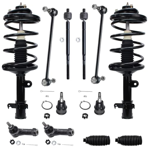 Image of Detroit Axle - Front Strut w /Coil Spring + Tie Rods w /Boots + Sway Bars + Ball Joints Replacement for 1999-2001 Honda Odyssey - 12pc Set