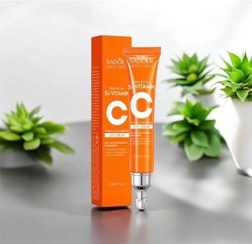 Sadoer Crema para Ojos con Vitamina C 5X, Fórmula Reafirmante y Nutritiva, 20g
