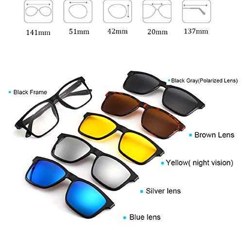 Image of Magnetic 5pcs Clip On Sunglasses Plastic Frame for Night Driving