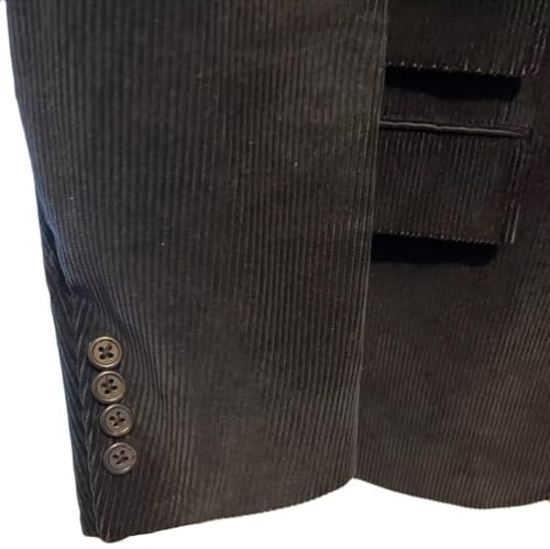 Mens Slim Fit 2 Piece Suit Two Button Notched Lapel Solid Corduroy Suit Jacket Pants Set Tuxedo for Prom HZH734