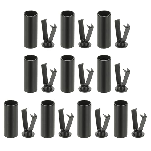 PATIKIL Skosnöre spetsar, 10-pack zinklegering skosnöre huvud cylindriska spetsar snören ände ersättning för Shoestring reparation kläder byxor sträng gör-det-själv, svart, Svart, En Storlek