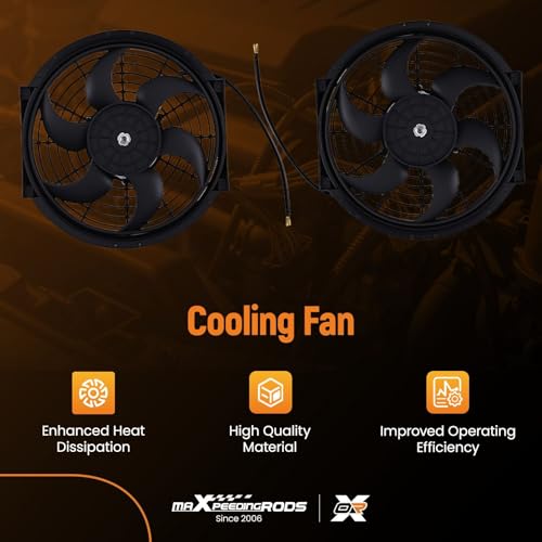 Image of maXpeedingrods 2X 10 inch Universal Slim Fan Push Pull Electric Radiator Cooling 12V Mount Kit