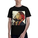 Marvin T Shirt Summer Casual Tee Gaye Round Neck Short Sleeve Cotton Tops for Man's Large Black