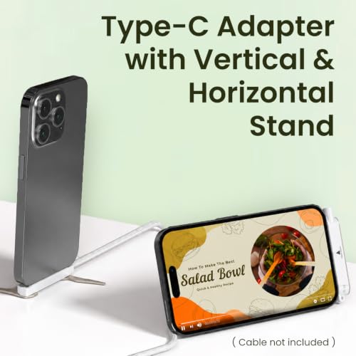 Image of Portronics 240W Dockpin Type C to Type C Adapter with in Built Stand, Smart E-Marker Chipset, Pocket-Sized Connector, Compact Cable-Free Design, Compatible with Laptops, Smartphones, Tablets(White)