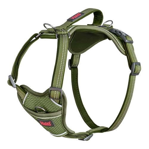 Image of Halti Anatomy Dog Harness with Handle | Size XL, Green | Padded, Adjustable & Reflective No Pull Dog Harness, 3 Leash Attachment Points including Front Clip, Suitable for Large Dogs