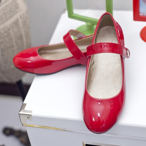 Women Round Toe Ballet Shoes Work Patent Flats Casual4