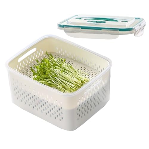 Contenedores para frigorífico – Contenedores para verduras – Portátil, compartimentos separados con drenaje de líquidos para aperitivos Takeout preparación comidas ensalada picnic sobrantes
