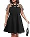 Pinup Fashion Plus Size Cocktail Dresses for Women Little Black Homecoming Funeral Graduation Short Sleeve Elegant A Line Mini Dress