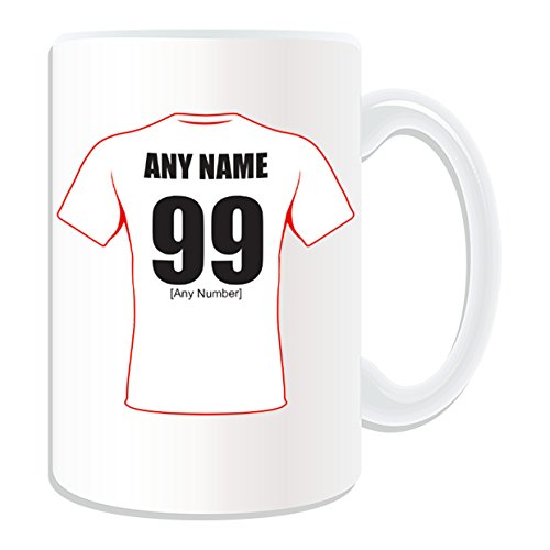 Cadeau Personnalisé – Angleterre Tasse (Rugby Union équipe Design Thème, Blanc) – N'importe Quel Nom/Message Sur Votre Mug Unique – RFU