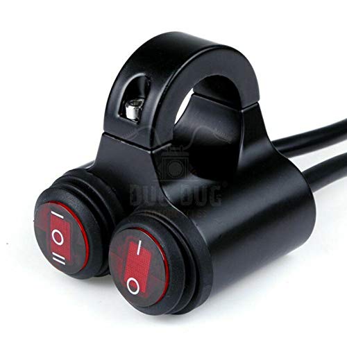 Gear Up 7/8-inch Motorcycle Handlebar Dual Button CNC Metal 12V Switch (1-Way | 2-Way) Control for Headlight, Fog Light, Horn, Hazard Control with Red Indicator Light-image-30