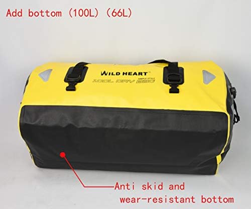 WILD HEART Waterproof Bag Duffel Bag 40L 66L 100L with Welded Seams Shoulder Straps, Mesh Pocket for Kayaking, Camping, Boating,Bycycle,Motorcycle
